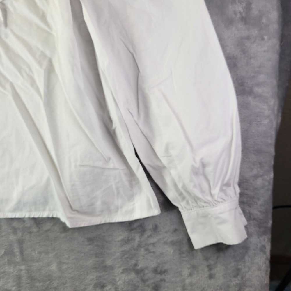 POL White Ruffle Front Button Up Blouse Womens M Cottagecore Romantic Vintage - Picture 3 of 11